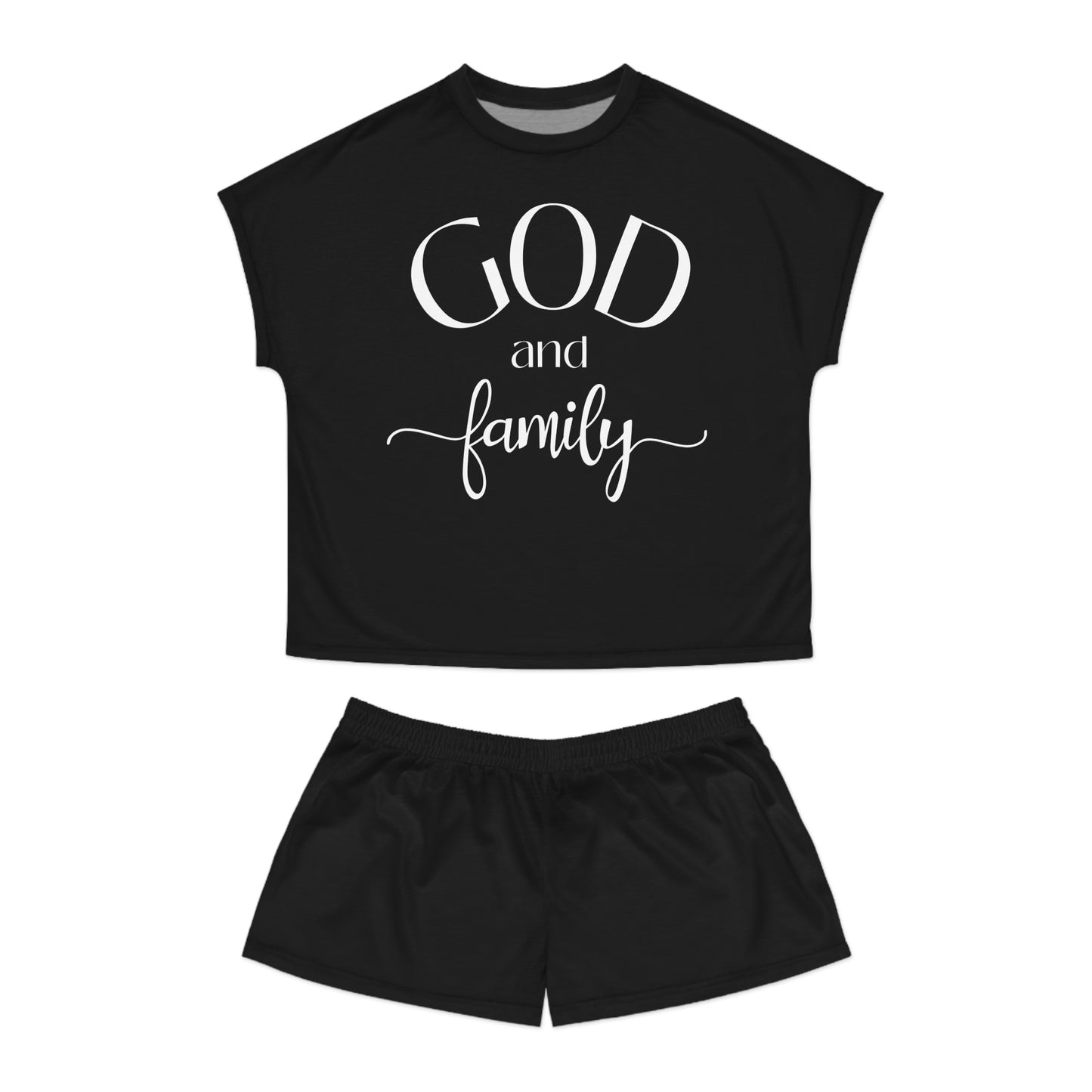 God and Family Women's Short Pajama Set (AOP)